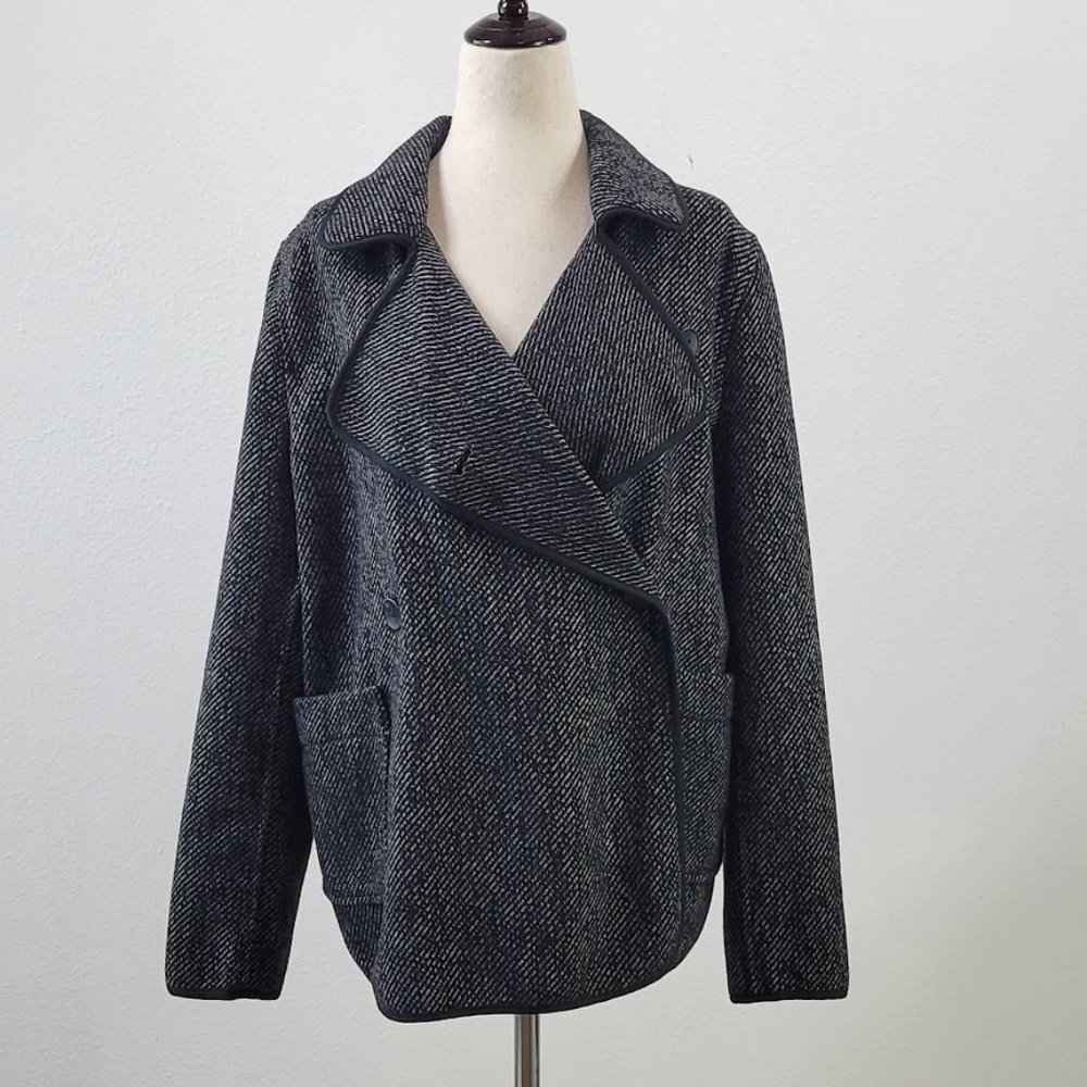 LUCKY BRAND Collection Drape Front coat black Sz M